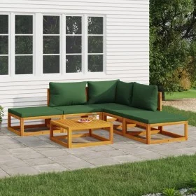Gartenmöbel-Set 6-teilig Massivholz und grüne Kissen von vidaXL, Gartensets - Ref: Foro24-3155307, Preis: 537,20 €, Rabatt: %