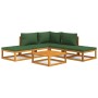 Gartenmöbel-Set 6-teilig Massivholz und grüne Kissen von vidaXL, Gartensets - Ref: Foro24-3155307, Preis: 543,59 €, Rabatt: %