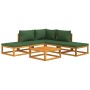 Gartenmöbel-Set 6-teilig Massivholz und grüne Kissen von vidaXL, Gartensets - Ref: Foro24-3155307, Preis: 543,59 €, Rabatt: %