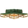 Juego muebles de jardín 6 piezas madera maciza y cojines verdes de vidaXL, Conjuntos de jardín - Ref: Foro24-3155307, Precio:...