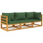 Gartenmöbel-Set 3-teilig aus Massivholz und grünen Kissen von vidaXL, Gartensets - Ref: Foro24-3155314, Preis: 357,81 €, Raba...
