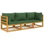 Juego muebles de jardín 3 piezas madera maciza y cojines verdes de vidaXL, Conjuntos de jardín - Ref: Foro24-3155314, Precio:...