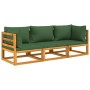 Gartenmöbel-Set 3-teilig aus Massivholz und grünen Kissen von vidaXL, Gartensets - Ref: Foro24-3155314, Preis: 357,81 €, Raba...