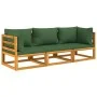 Juego muebles de jardín 3 piezas madera maciza y cojines verdes de vidaXL, Conjuntos de jardín - Ref: Foro24-3155314, Precio:...