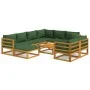 Gartenmöbel-Set 10-teilig aus Massivholz und grünen Kissen von vidaXL, Gartensets - Ref: Foro24-3155323, Preis: 1,00 €, Rabat...