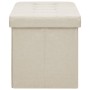 Cream White Faux Linen Folding Storage Bench by vidaXL, Benches for halls and storage - Ref: Foro24-338792, Price: 61,46 €, D...