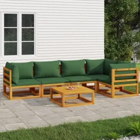 6-piece solid wood garden furniture set with green cushions by vidaXL, Garden sets - Ref: Foro24-3155332, Price: 633,81 €, Di...