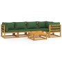 6-piece solid wood garden furniture set with green cushions by vidaXL, Garden sets - Ref: Foro24-3155332, Price: 642,10 €, Di...