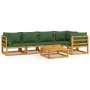 6-piece solid wood garden furniture set with green cushions by vidaXL, Garden sets - Ref: Foro24-3155332, Price: 645,81 €, Di...