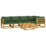 6-piece solid wood garden furniture set with green cushions by vidaXL, Garden sets - Ref: Foro24-3155332, Price: 645,81 €, Di...