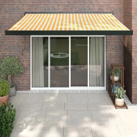 Einziehbares Markisendach aus Aluminium und weißem und gelbem Stoff, 3x2,5 m. von vidaXL, Markisen - Ref: Foro24-3154556, Pre...