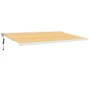 Toldo retráctil aluminio y tela amarillo y blanco 5x3 m