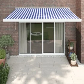 Einziehbares Aluminium-Sonnensegel mit blau-weißem Stoff, 3x2,5 m. von vidaXL, Markisen - Ref: Foro24-3154571, Preis: 549,97 ...