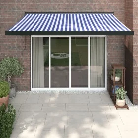 Einziehbare Markise aus Aluminium und blau-weißem Stoff, 3,5 x 2,5 m von vidaXL, Markisen - Ref: Foro24-3154597, Preis: 603,8...
