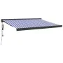 Einziehbare Markise aus Aluminium und blau-weißem Stoff, 3,5 x 2,5 m von vidaXL, Markisen - Ref: Foro24-3154597, Preis: 603,8...
