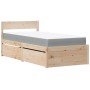 Cama con cajones y colchón madera maciza de pino 90x200 cm