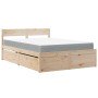 Cama con cajones y colchón madera maciza de pino 120x190 cm en Camas y somieres | Comprar online en Foro24