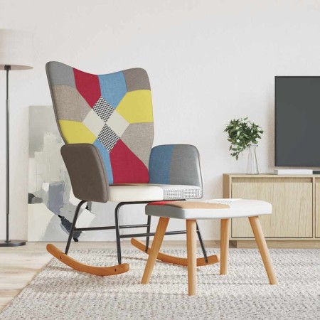 Silla mecedora con reposapiés tela patchwork en Mecedoras | Comprar online en Foro24