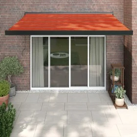 Retractable aluminum awning and orange and brown fabric 3.5x2.5 m by vidaXL, Awnings - Ref: Foro24-3154617, Price: 617,83 €, ...
