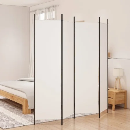 Divider screen with 4 white fabric panels 200x200 cm by vidaXL, Room dividers - Ref: Foro24-350182, Price: 40,17 €, Discount: %