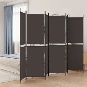 Biombo divisor de 6 paneles de tela marrón 300x200 cm de vidaXL, Divisores de ambientes - Ref: Foro24-350239, Precio: 67,14 €...