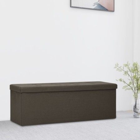 Banco de almacenamiento plegable lino sintético marrón oscuro von vidaXL, Bänke für Hallen und Lager - Ref: Foro24-338794, Pr...