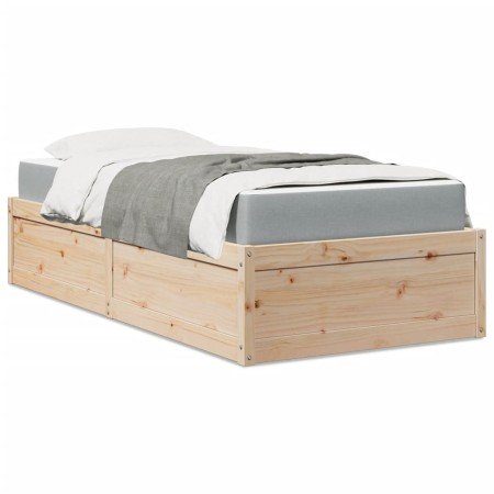 Cama con colchón madera maciza de pino 100x200 cm en Camas y somieres | Comprar online en Foro24