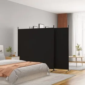 Vierschirm-Trennwand aus schwarzem Stoff, 698x180 cm. von vidaXL, Raumteiler - Ref: Foro24-350285, Preis: 55,62 €, Rabatt: %