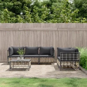 Garden furniture set 6 pieces and anthracite PE rattan cushions by vidaXL, Outdoor sofas - Ref: Foro24-3186705, Price: 498,67...