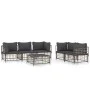 Gartenmöbel-Set 6-teilig und anthrazitfarbene PE-Rattan-Kissen von vidaXL, Outdoor-Sofas - Ref: Foro24-3186705, Preis: 498,67...