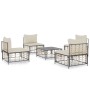 5-teiliges Gartenmöbel-Set und anthrazitfarbene PE-Rattan-Kissen von vidaXL, Outdoor-Sofas - Ref: Foro24-3186710, Preis: 374,...