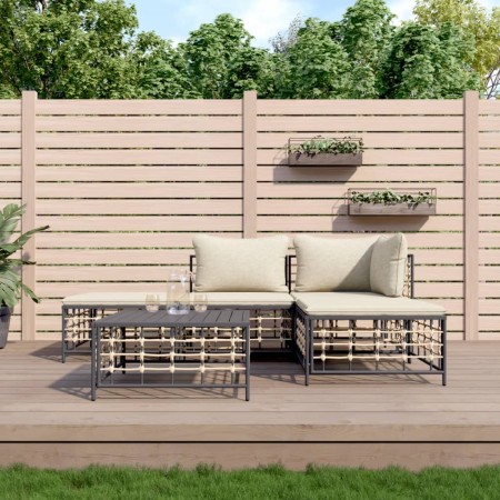 5-teiliges Gartenmöbel-Set anthrazit PE Rattan Kissen von vidaXL, Outdoor-Sofas - Ref: Foro24-3186728, Preis: 348,06 €, Rabat...