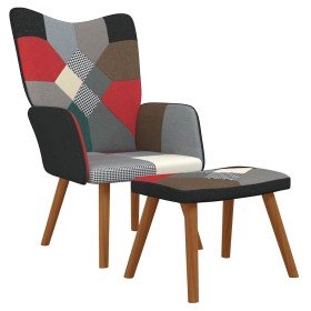 Silla de relajación con reposapiés tela patchwork Silla de relajación con reposapiés tela patchwork