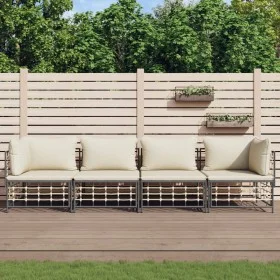 4-piece garden furniture set with anthracite PE rattan cushions by vidaXL, Outdoor sofas - Ref: Foro24-3186698, Price: 327,80...