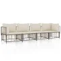 4-teiliges Gartenmöbel-Set und Kissen PE Rattan anthrazit von vidaXL, Outdoor-Sofas - Ref: Foro24-3186698, Preis: 346,25 €, R...