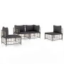 Gartenmöbel-Set 4-teilig und anthrazitfarbene PE-Rattan-Kissen von vidaXL, Outdoor-Sofas - Ref: Foro24-3186713, Preis: 325,30...