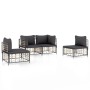 Gartenmöbel-Set 4-teilig und anthrazitfarbene PE-Rattan-Kissen von vidaXL, Outdoor-Sofas - Ref: Foro24-3186713, Preis: 330,39...