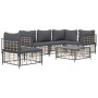 Gartenmöbel-Set 6-teilig anthrazitfarbene Kissen PE-Rattan von vidaXL, Outdoor-Sofas - Ref: Foro24-3186765, Preis: 494,19 €, ...