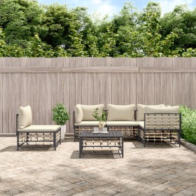 Gartenmöbel-Set 6-teilig anthrazitfarbene Kissen PE-Rattan von vidaXL, Outdoor-Sofas - Ref: Foro24-3186764, Preis: 493,10 €, ...
