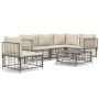 Gartenmöbel-Set 6-teilig anthrazitfarbene Kissen PE-Rattan von vidaXL, Outdoor-Sofas - Ref: Foro24-3186764, Preis: 493,10 €, ...