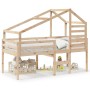 Cama alta con techo madera maciza de pino 80x200 cm