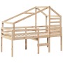 Cama alta con techo madera maciza de pino 80x200 cm