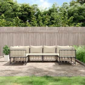 Set Gartenmöbel 6-teilig und Kissen PE Rattan anthrazit von vidaXL, Outdoor-Sofas - Ref: Foro24-3186796, Preis: 528,73 €, Rab...