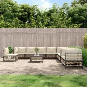 11-piece garden furniture set with anthracite PE rattan cushions by vidaXL, Outdoor sofas - Ref: Foro24-3186806, Price: 936,3...
