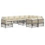 11-teiliges Gartenmöbel-Set und Kissen PE Rattan anthrazit von vidaXL, Outdoor-Sofas - Ref: Foro24-3186806, Preis: 943,81 €, ...