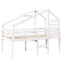 Cama alta con techo blanca madera maciza pino blanca 90x200 cm