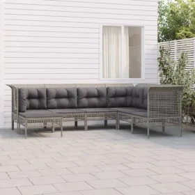 7-piece garden furniture set with gray synthetic rattan cushions by vidaXL, Garden sets - Ref: Foro24-3187558, Price: 389,57 ...