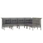 Set de muebles de jardín 7 pzas y cojines ratán sintético gris de vidaXL, Conjuntos de jardín - Ref: Foro24-3187558, Precio: ...