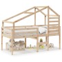 Cama alta con techo madera maciza de pino 90x190 cm