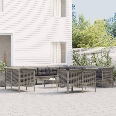 13-teiliges Gartenmöbel-Set und graue synthetische Rattankissen von vidaXL, Gartensets - Ref: Foro24-3187589, Preis: 945,05 €...
